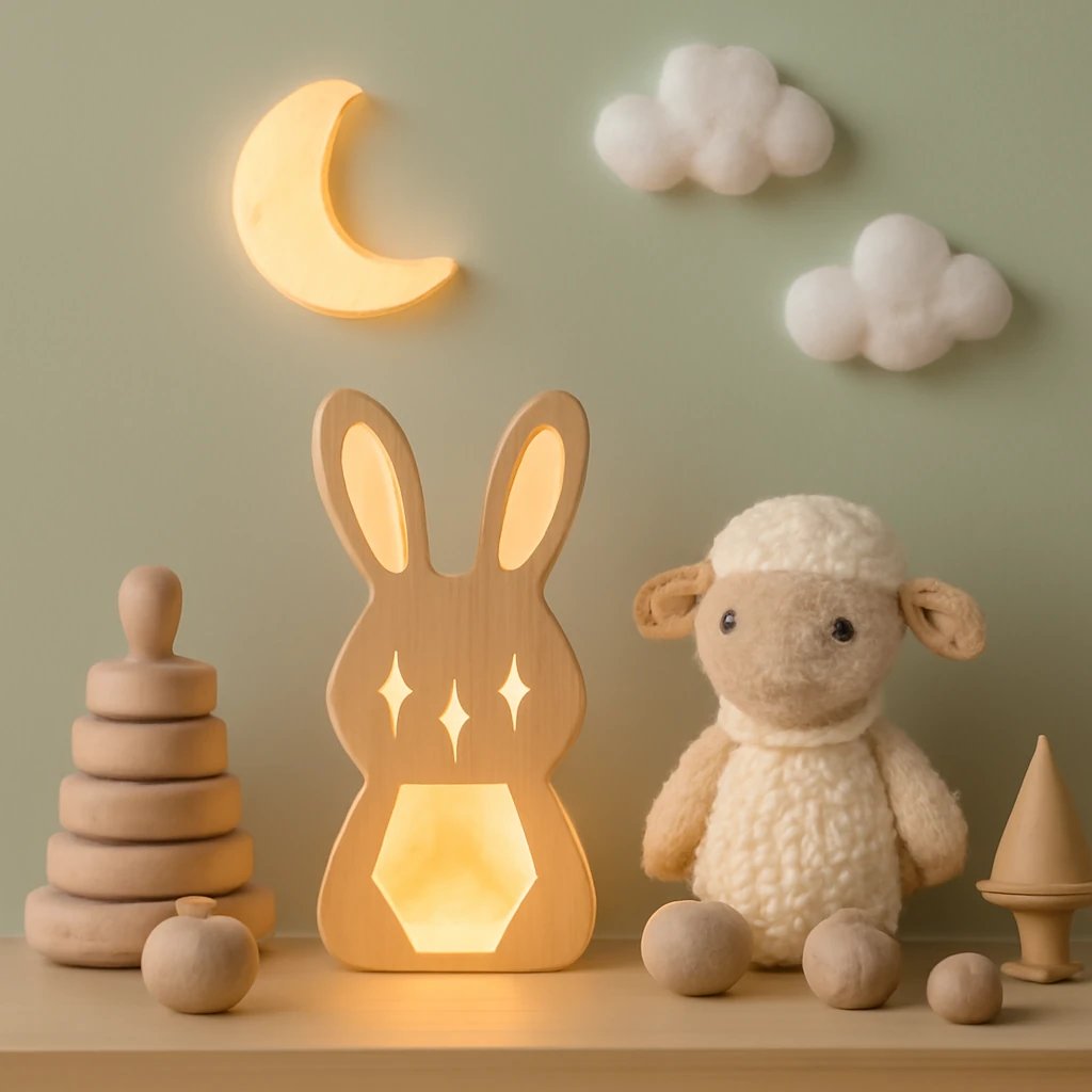 اکسسوری چوبی، عروسک، چراغ خواب 